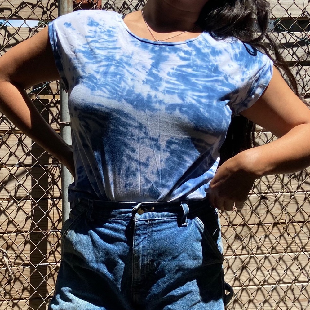Zara Navy Tie Die Top